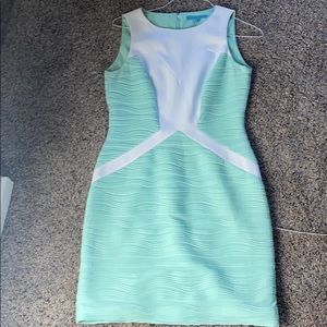 Antonio melani seafoam green and white dress